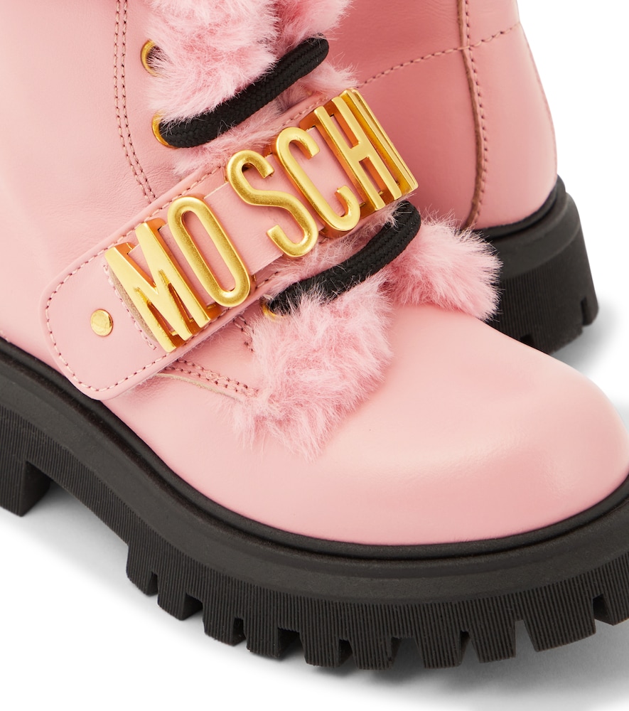  Moschino Kids Moschino Kids Logo Leather Boots 