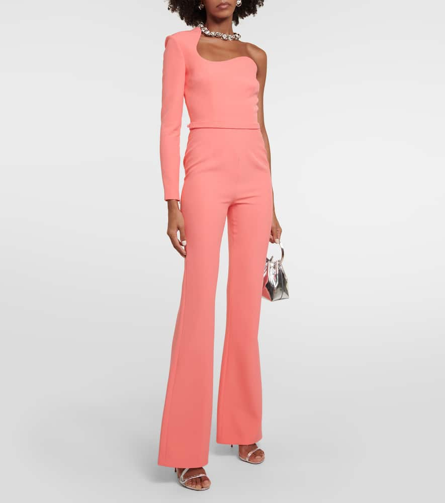 Shop Safiyaa Jonal One-shoulder Crêpe Jumpsuit In Orange