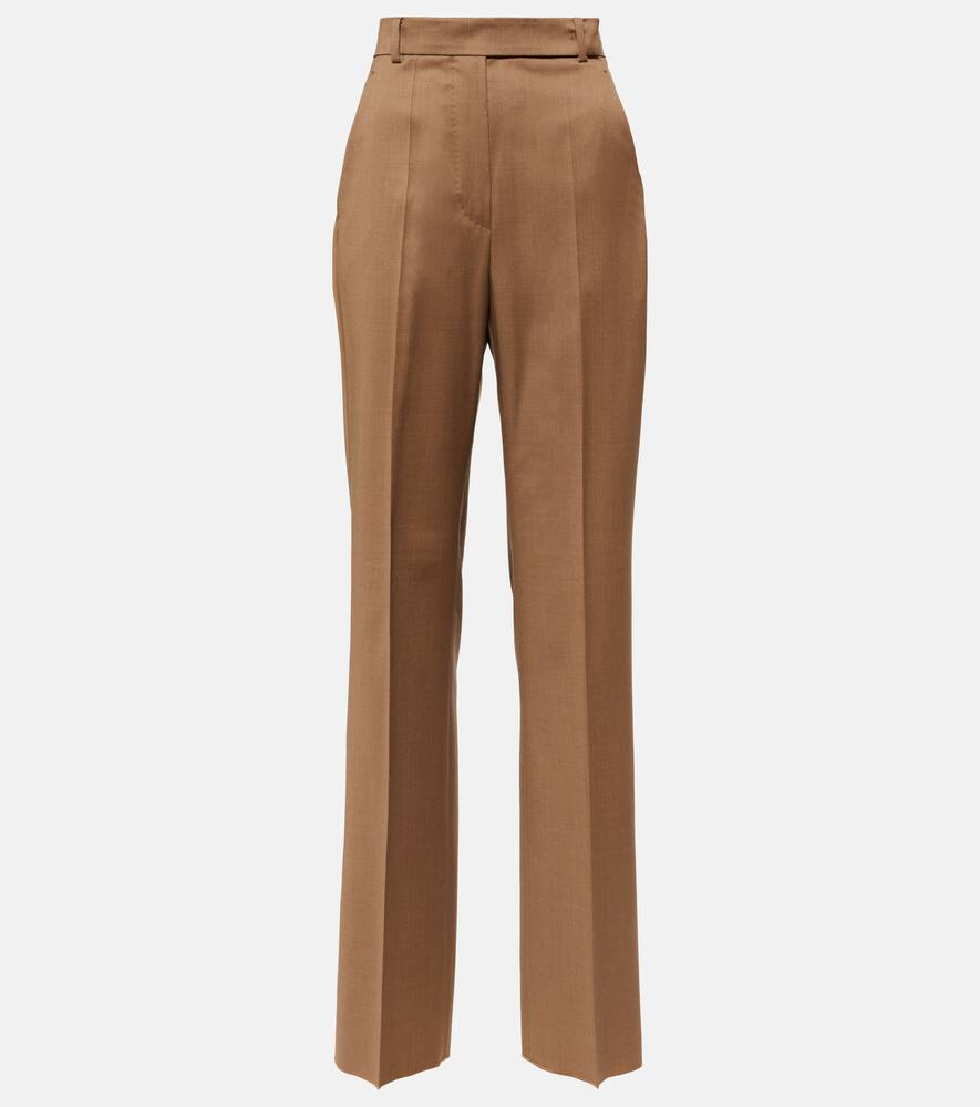 Max Mara Nelson Wool High Rise Straight Pants In Brown