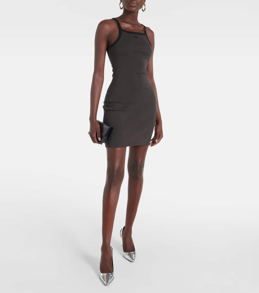 Courrèges Contrast Cotton Jersey Mini Dress In Multicoloured