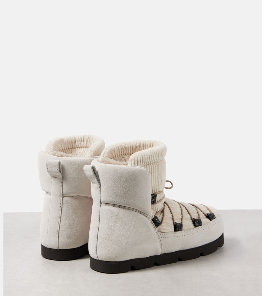  Brunello Cucinelli Brunello Cucinelli Schneestiefel Aus Veloursleder Mit Shearling 