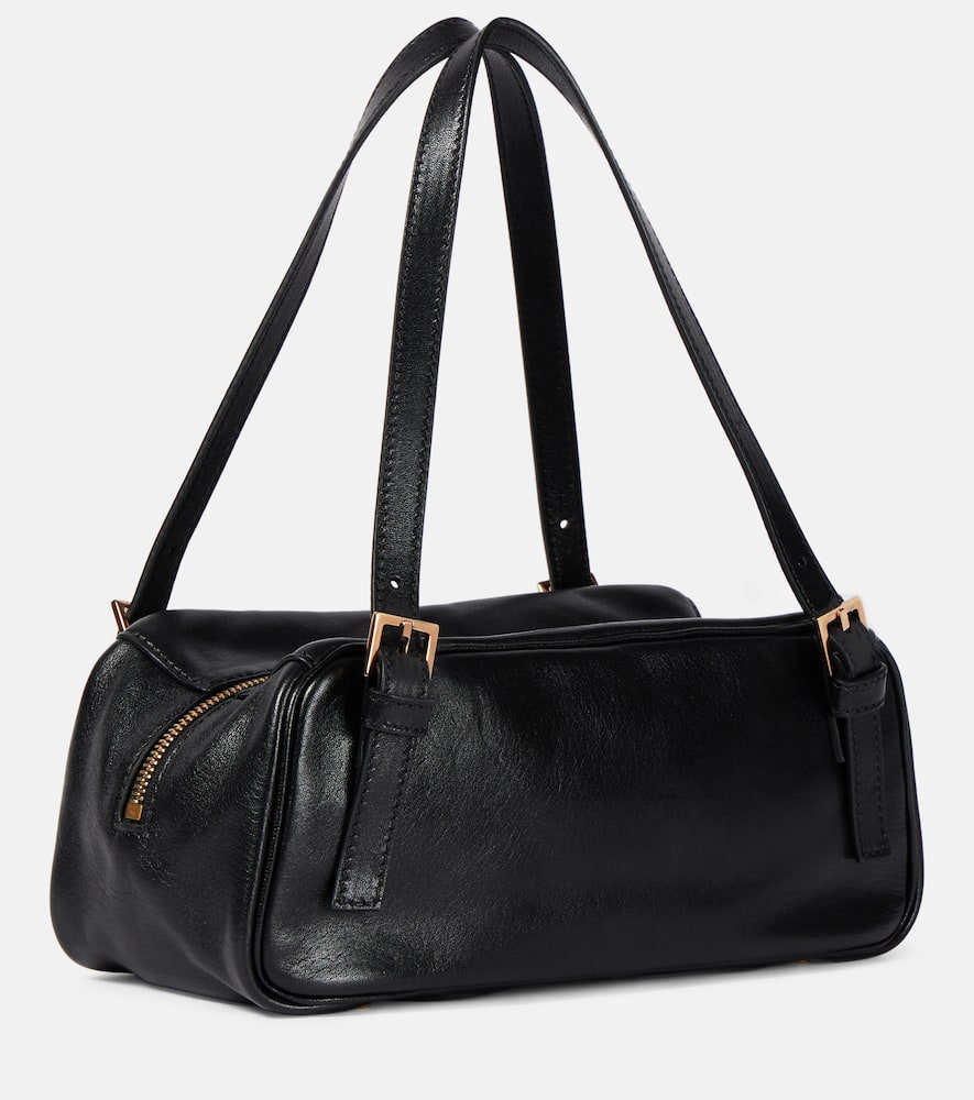 Versace Tag Bowling Medium Leather Shoulder Bag In Black