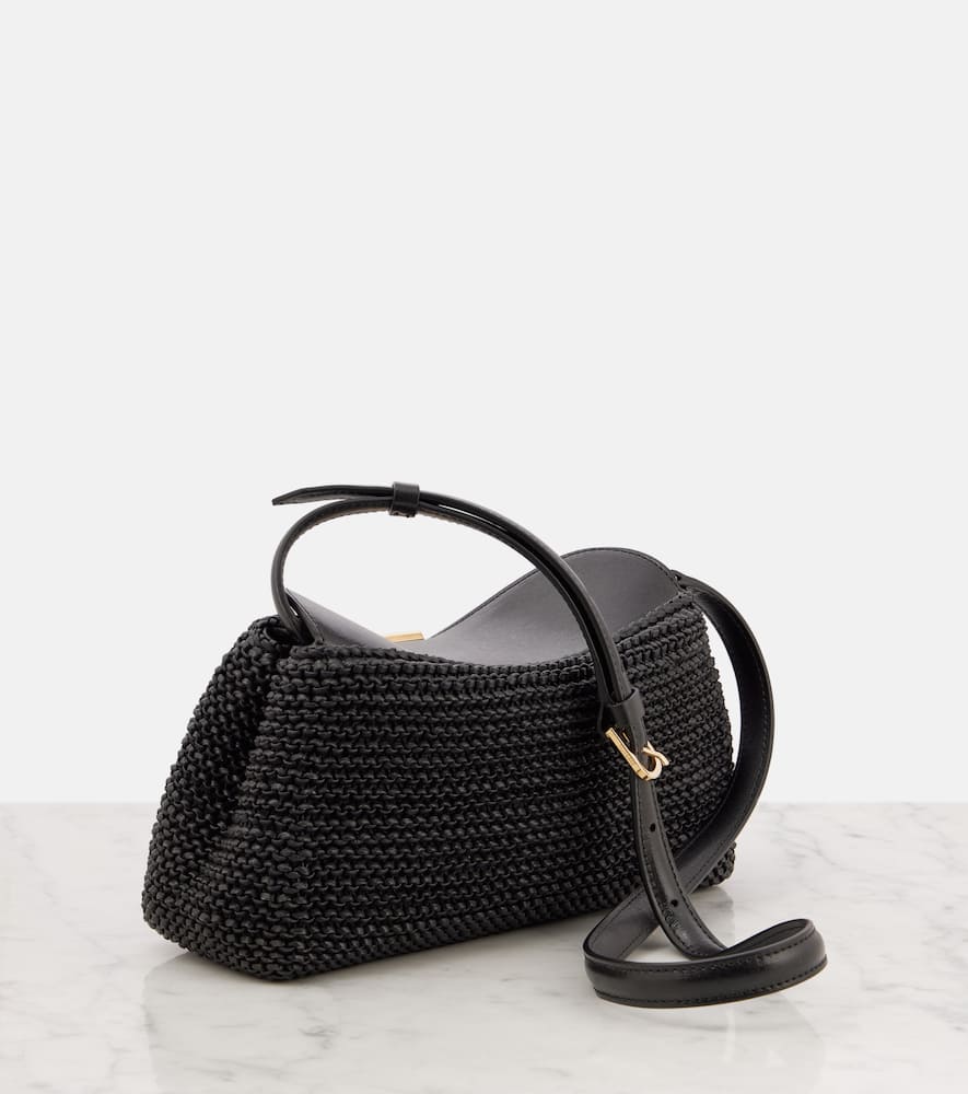 Totême Toteme T-lock Woven Leather Top Handle Bag In Black 001
