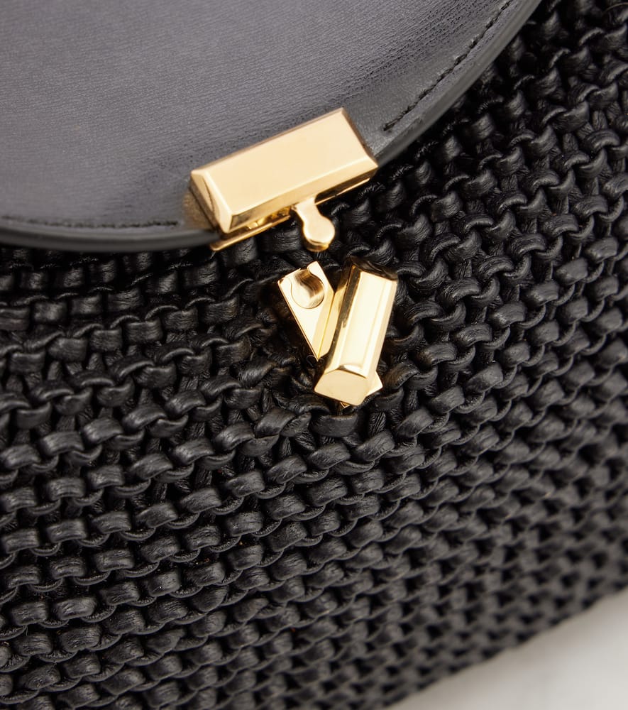 Totême Toteme T-lock Woven Leather Top Handle Bag In Black 001
