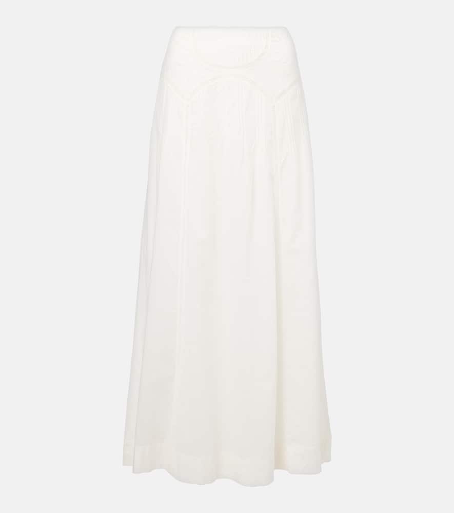 Shop Rixo London Vienne Embroidered Cotton Maxi Skirt