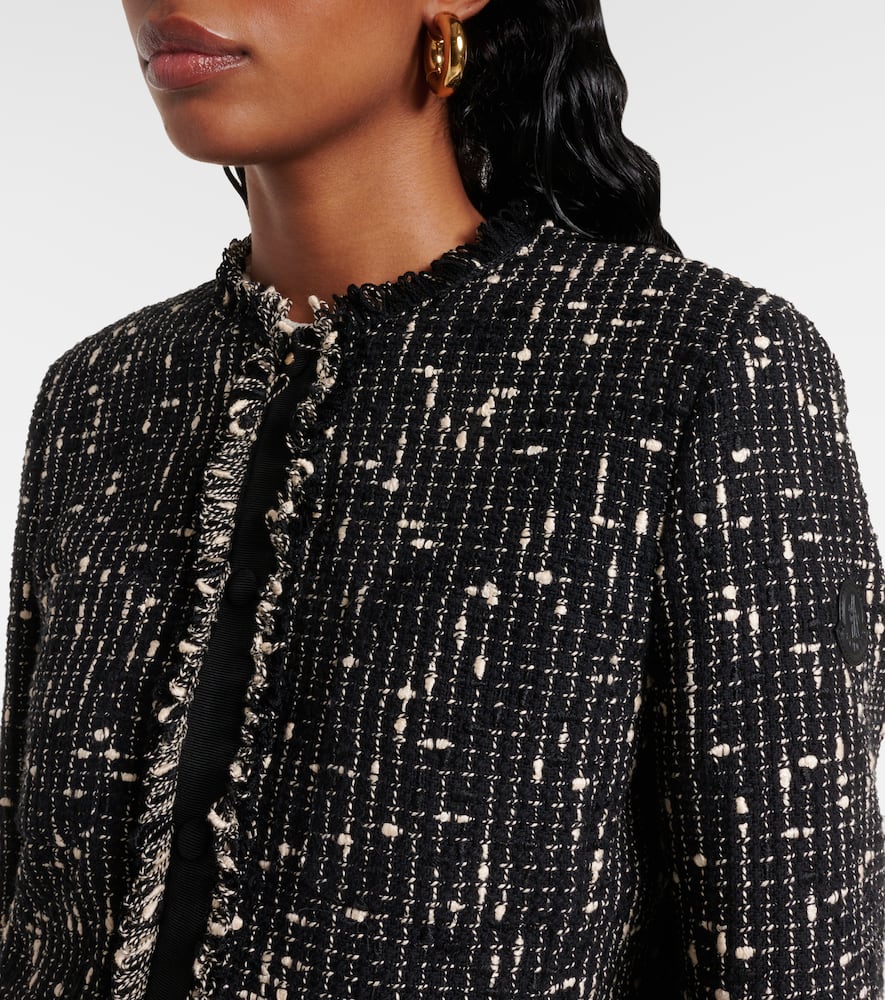 Moncler Verneuil Peplum Tweed Jacket In Black