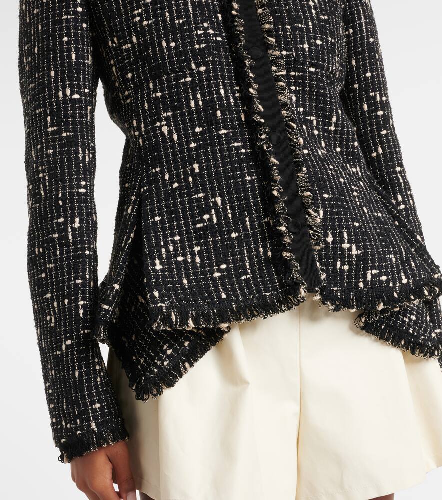 Moncler Verneuil Peplum Tweed Jacket In Black