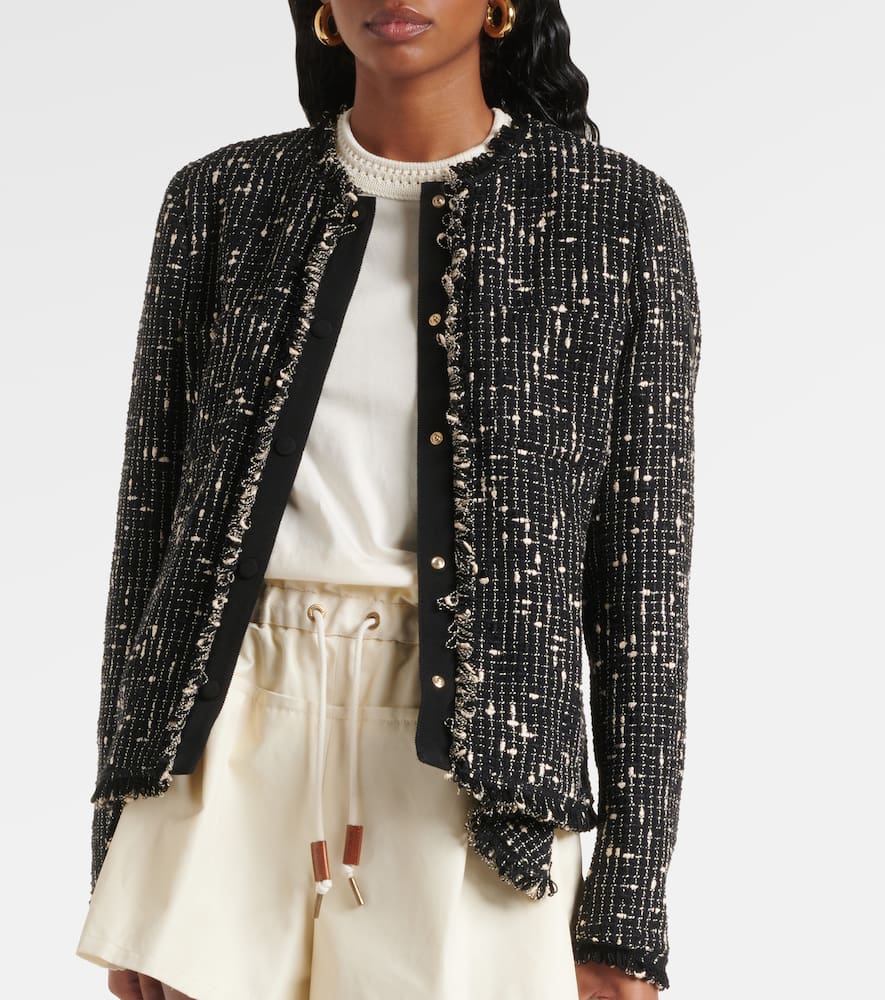 Moncler Verneuil Peplum Tweed Jacket In Black
