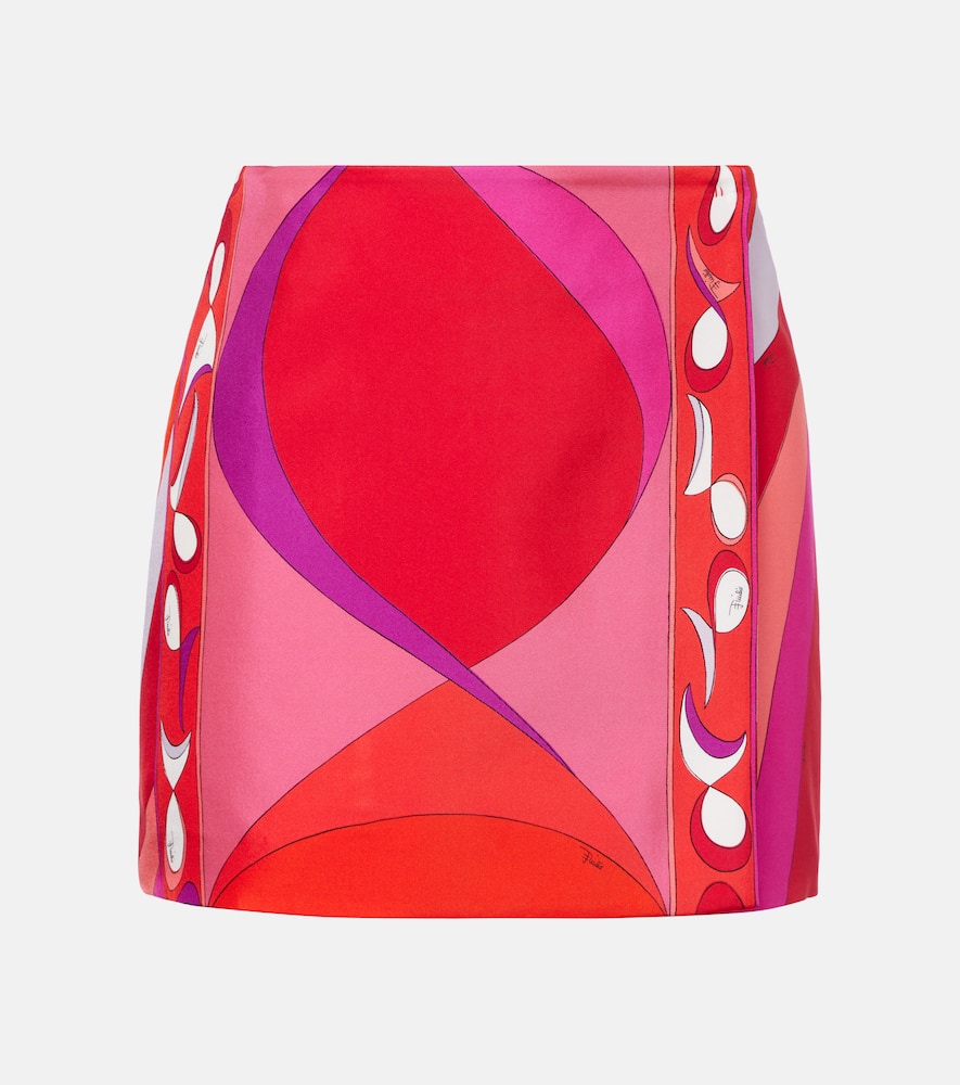 Pucci Pesci Silk Twill Miniskirt In Red