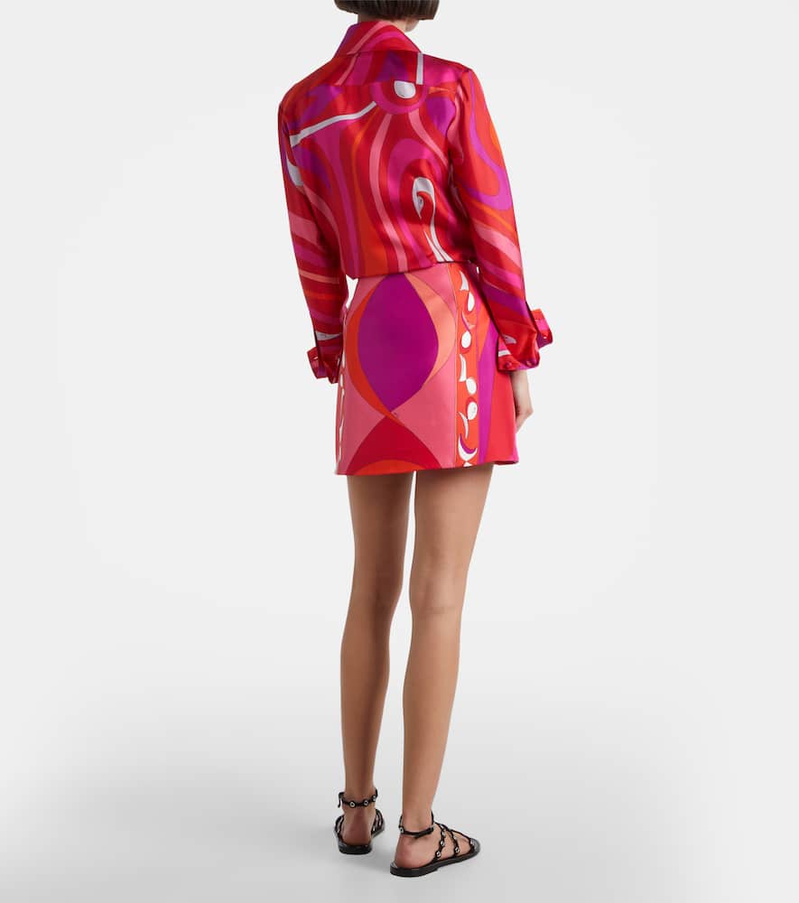 Pucci Pesci Silk Twill Miniskirt In Red