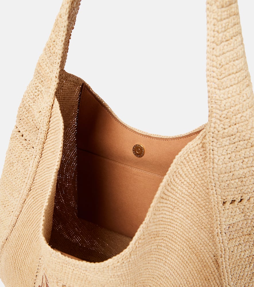 Stella Mccartney Bestickte Tote Aus Raffiabast