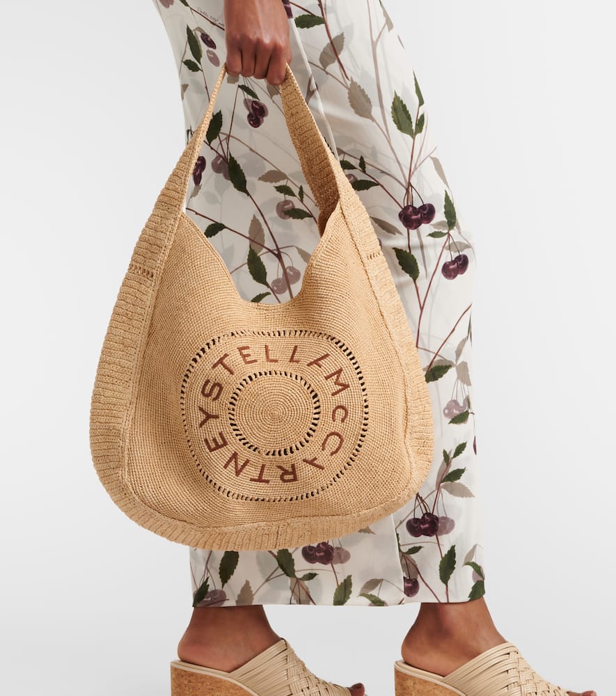 Stella Mccartney Bestickte Tote Aus Raffiabast