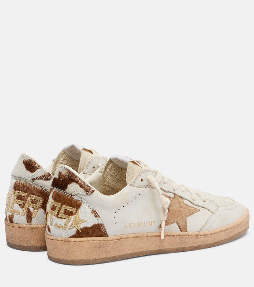 Golden Goose Ballstar Leather Upper And Toe Suede Star Horsy Cow Printed Heel And Spur Sneakers Multicolor In White