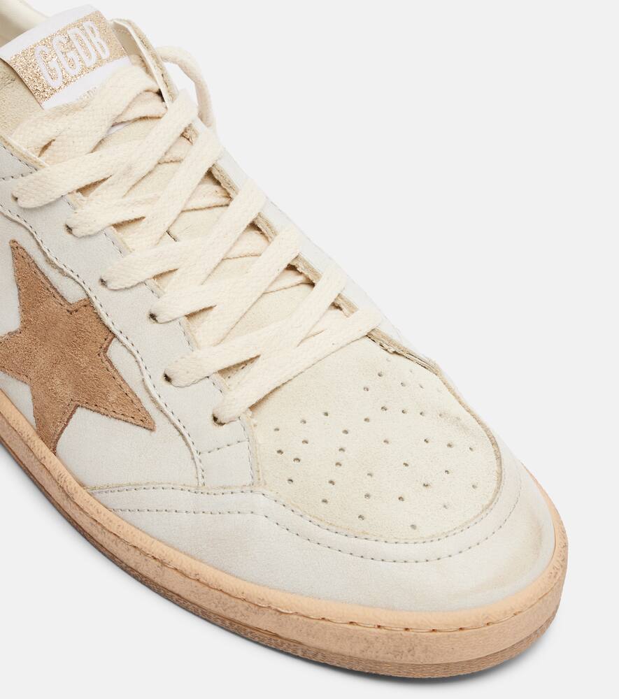Golden Goose Ballstar Leather Upper And Toe Suede Star Horsy Cow Printed Heel And Spur Sneakers Multicolor In White