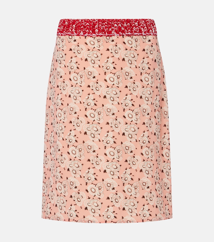 Prada Floral silk-blend pencil skirt