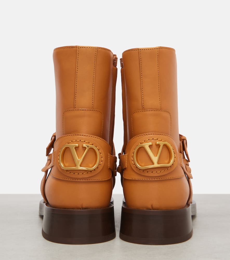 Valentino Buckle-strap Leather Boots In Brown