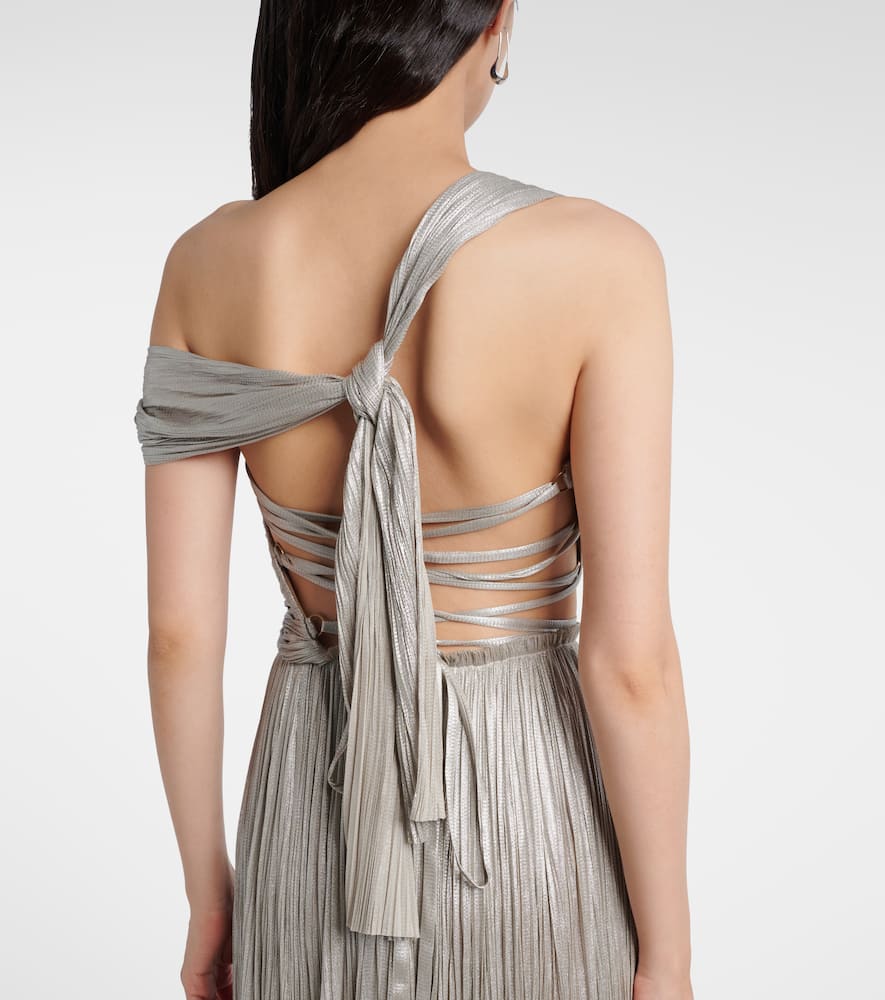 Maria Lucia Hohan Serene Asymmetric Silk Mousseline Gown In Silver