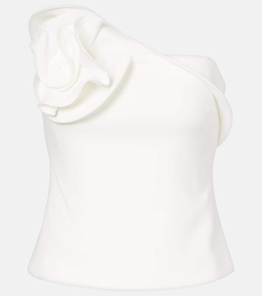 Roland Mouret Floral-appliqué Strapless Crêpe Top In White
