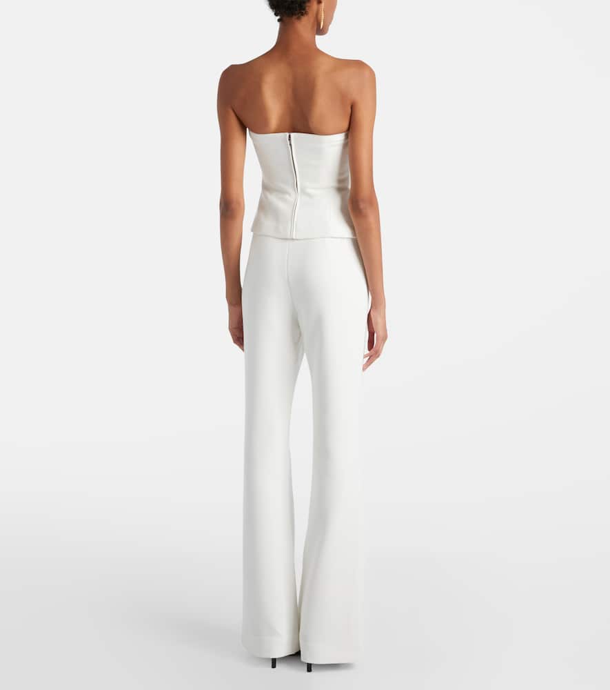 Roland Mouret Floral-appliqué Strapless Crêpe Top In White