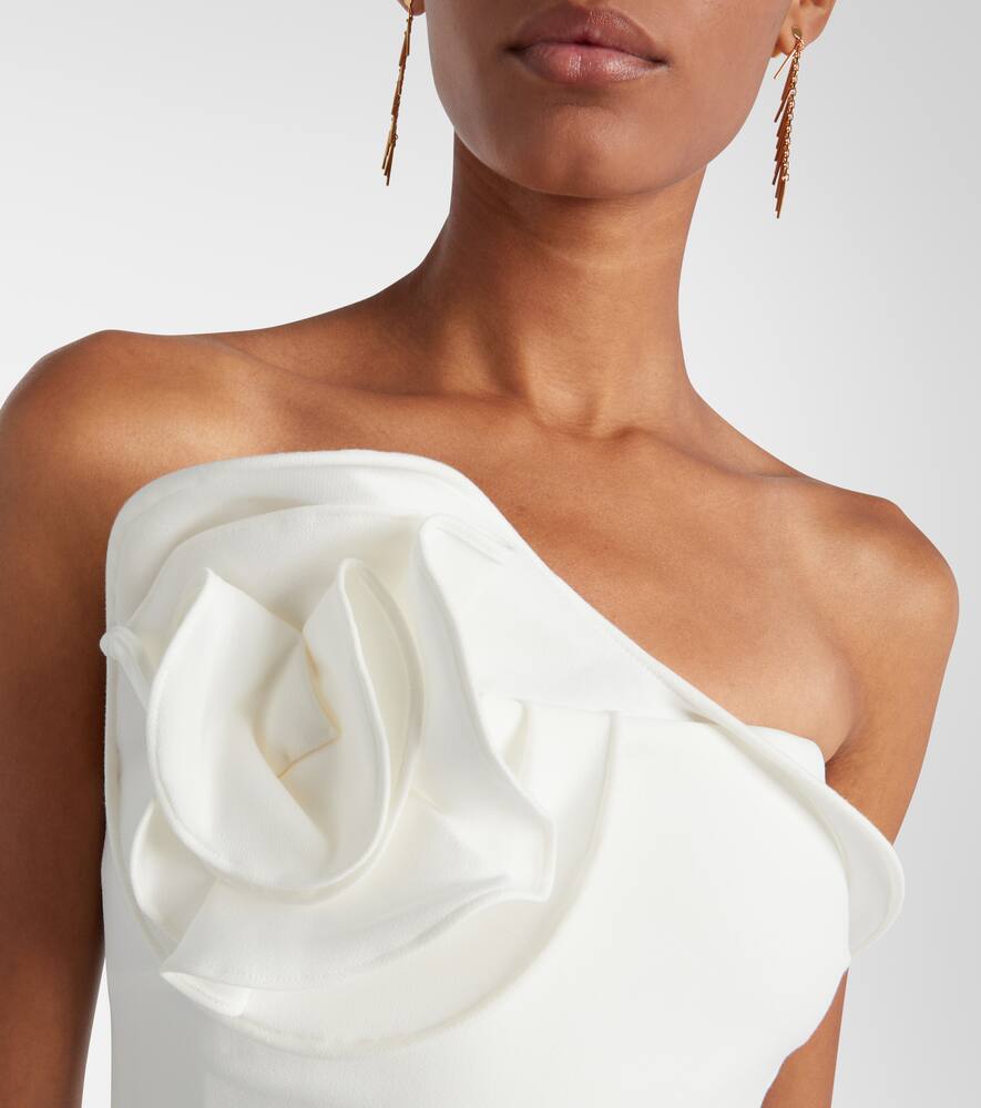 Roland Mouret Floral-appliqué Strapless Crêpe Top In White