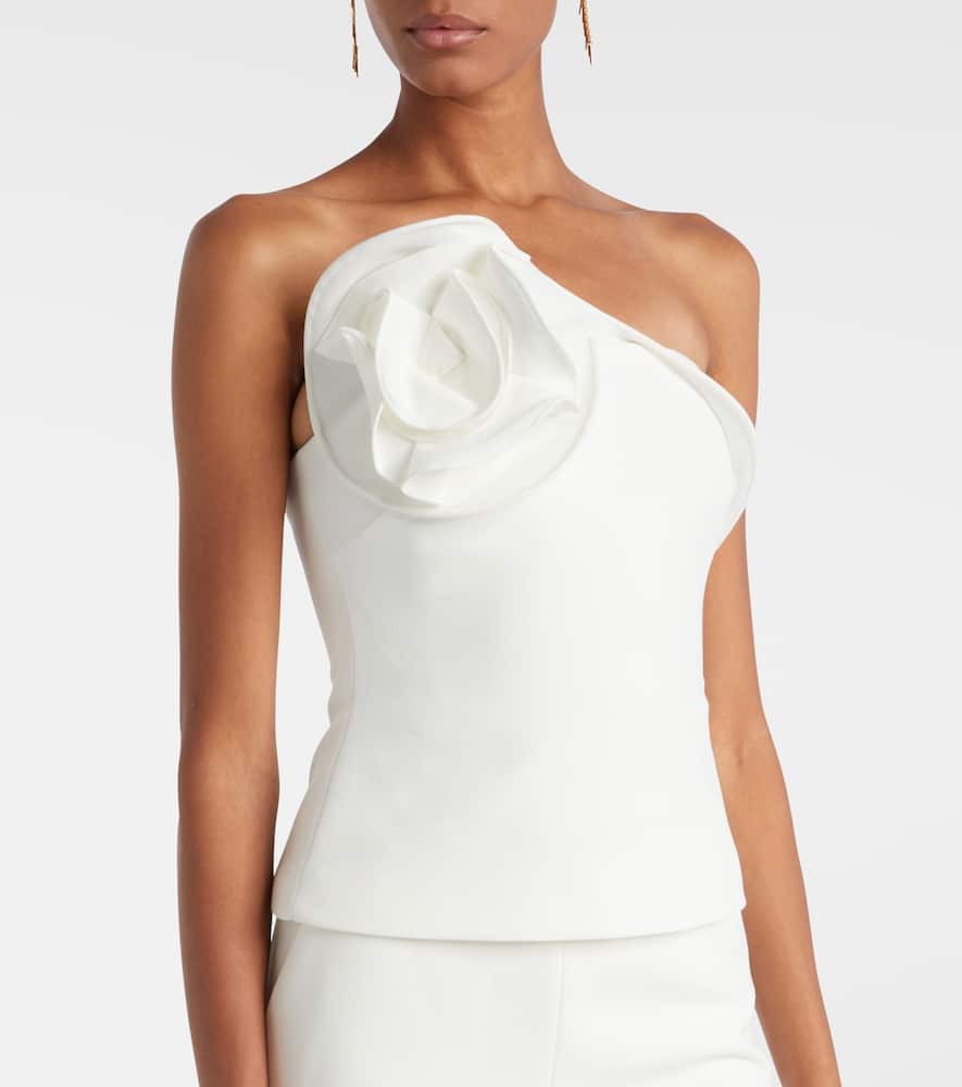 Roland Mouret Floral-appliqué Strapless Crêpe Top In White