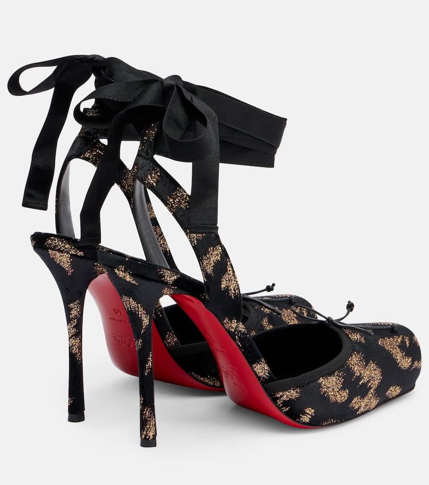 Christian Louboutin Cassia 100 Velvet And Lamé Pumps In Black