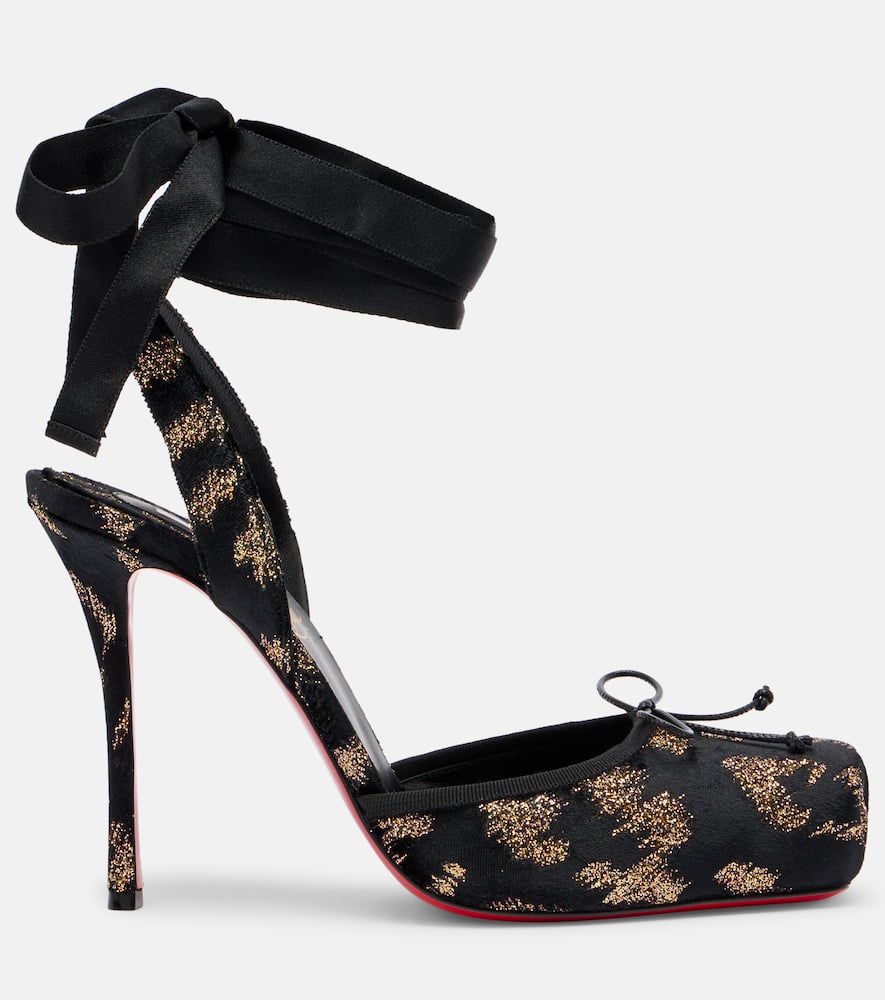 Christian Louboutin Cassia 100 Velvet And Lamé Pumps In Black