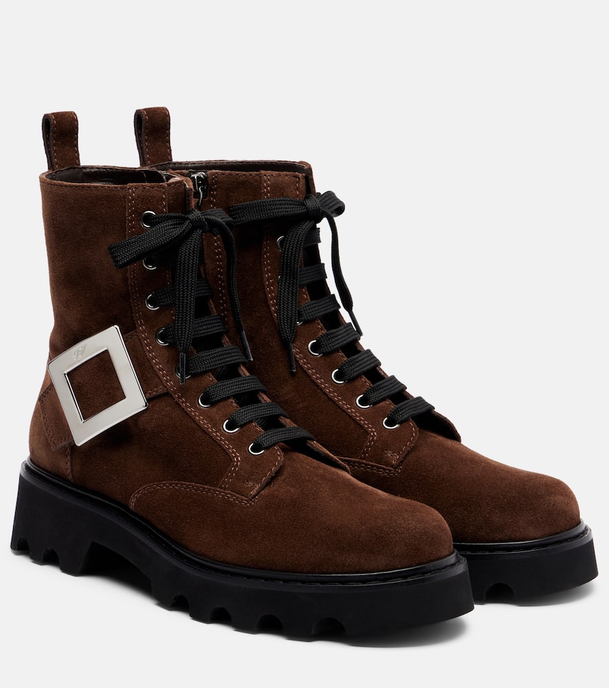 Suede lace-up ankle boots