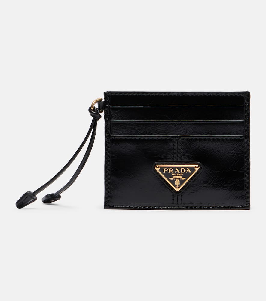Prada Leather Card Holder In Black