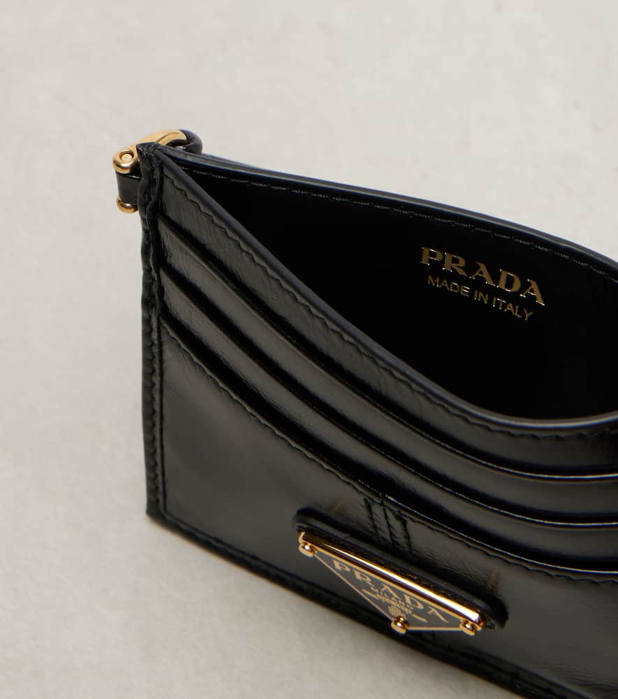 Prada Leather Card Holder In Black