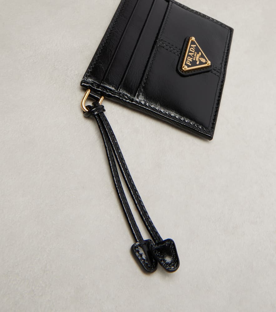 Prada Leather Card Holder In Black