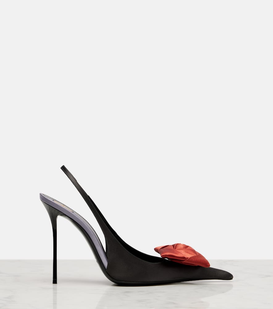 Saint Laurent Amalia 110 Crêpe Satin Slingback Pumps In Black