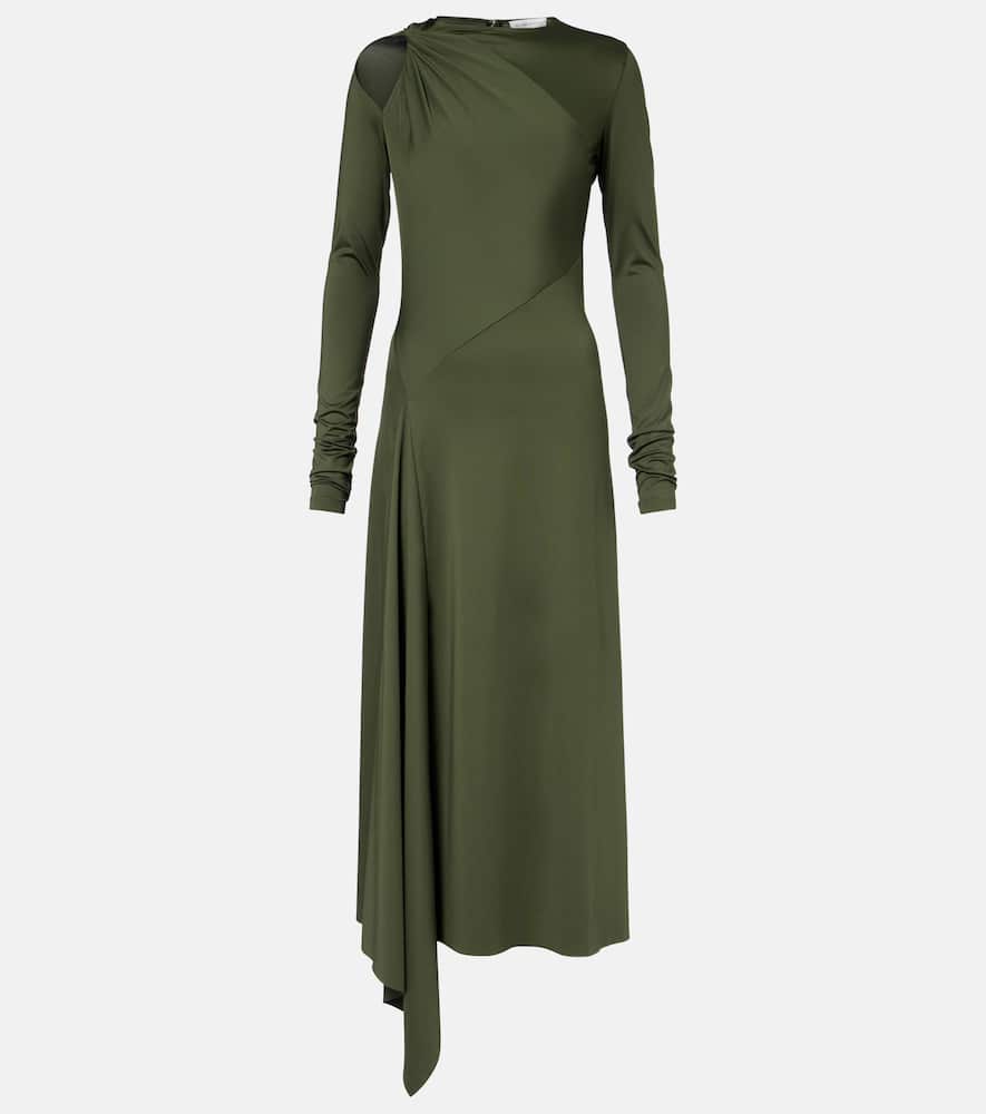 Victoria Beckham Womens Oregano Asymmetric Twist Stretch-woven Midi Dress In Green
