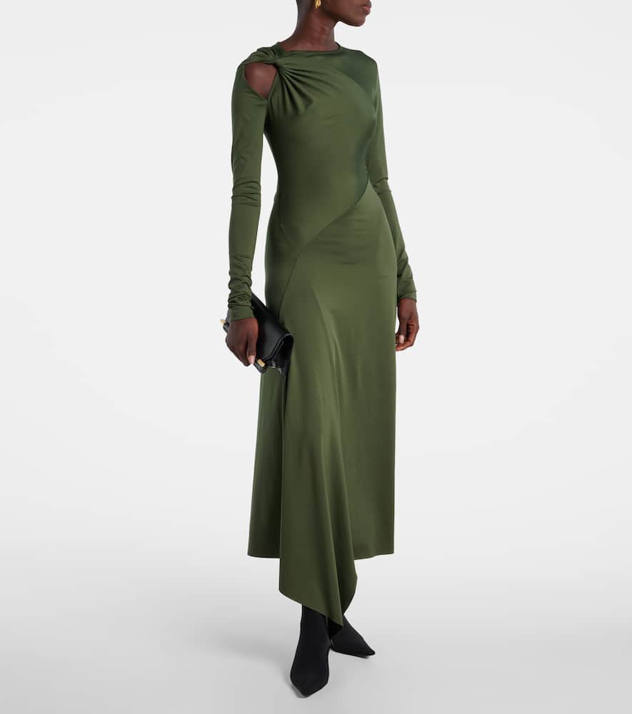 Victoria Beckham Womens Oregano Asymmetric Twist Stretch-woven Midi Dress In Green