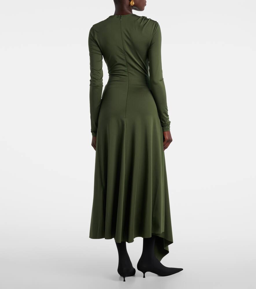 Victoria Beckham Womens Oregano Asymmetric Twist Stretch-woven Midi Dress In Green