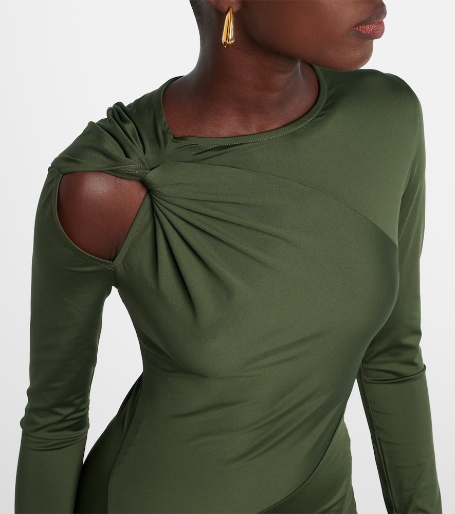 Victoria Beckham Womens Oregano Asymmetric Twist Stretch-woven Midi Dress In Green
