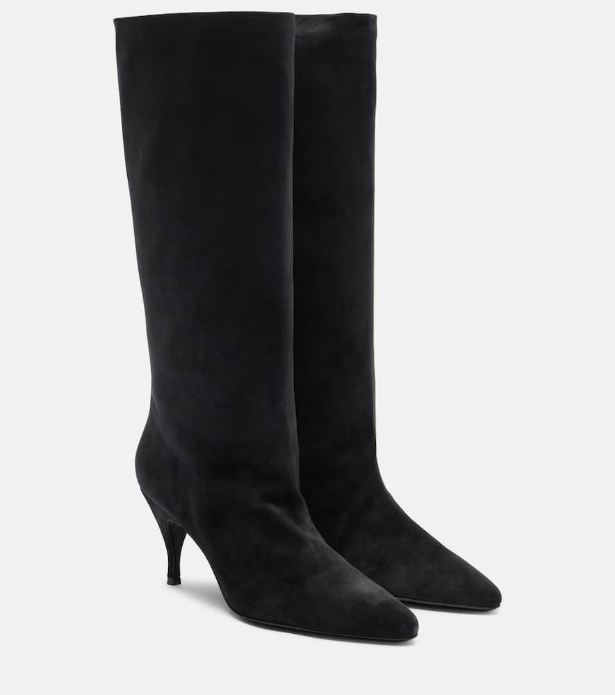 Herbert Levine Silhouette Suede Knee-high Boots In Black
