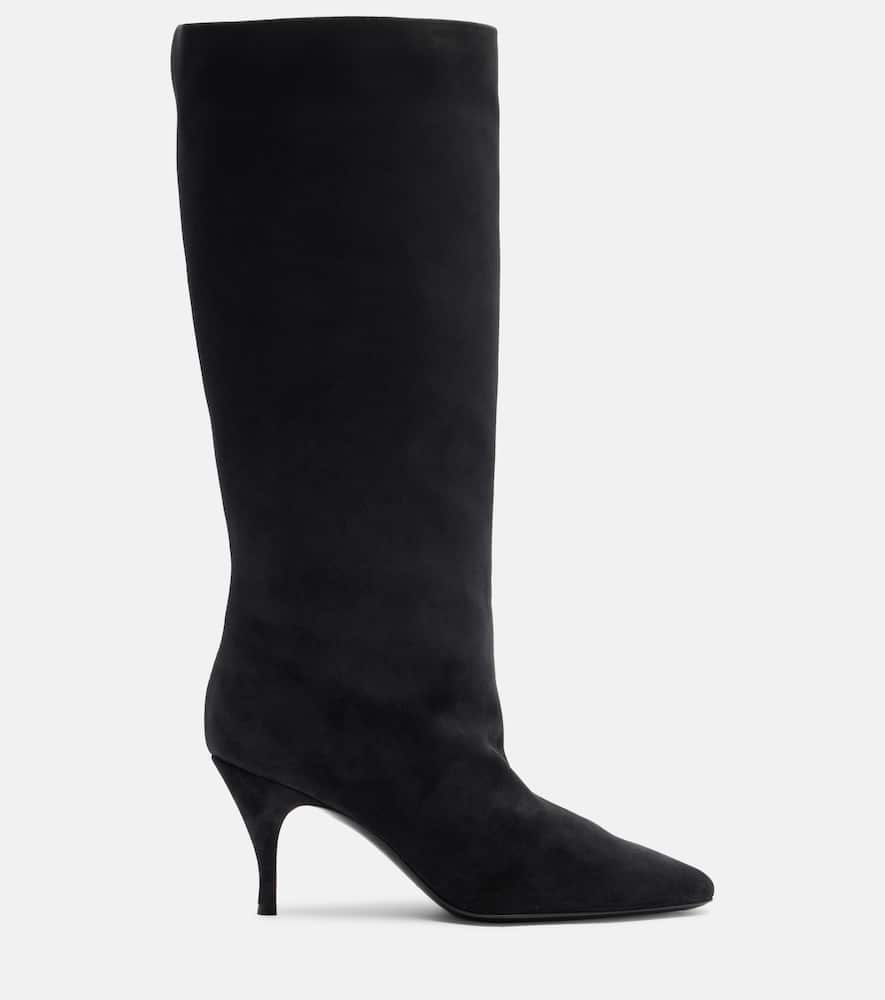 Herbert Levine Silhouette Suede Knee-high Boots In Black