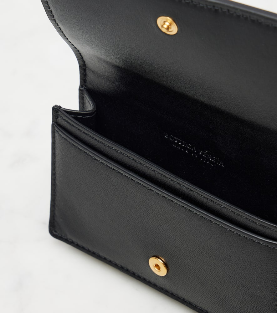 Bottega Veneta Cassette Intrecciato Leather Card Case In Black