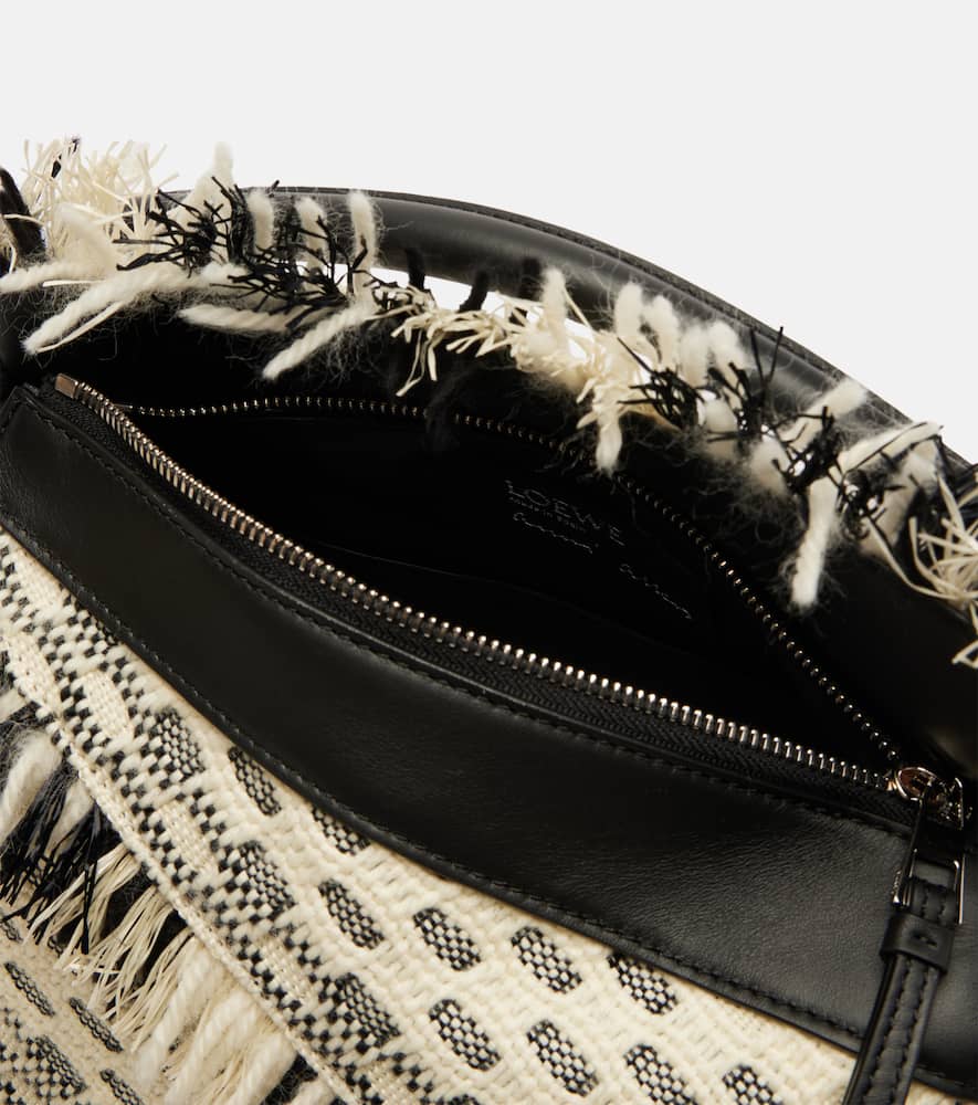 Loewe Puzzle Small Fringed Leather Shoulder Bag In Black