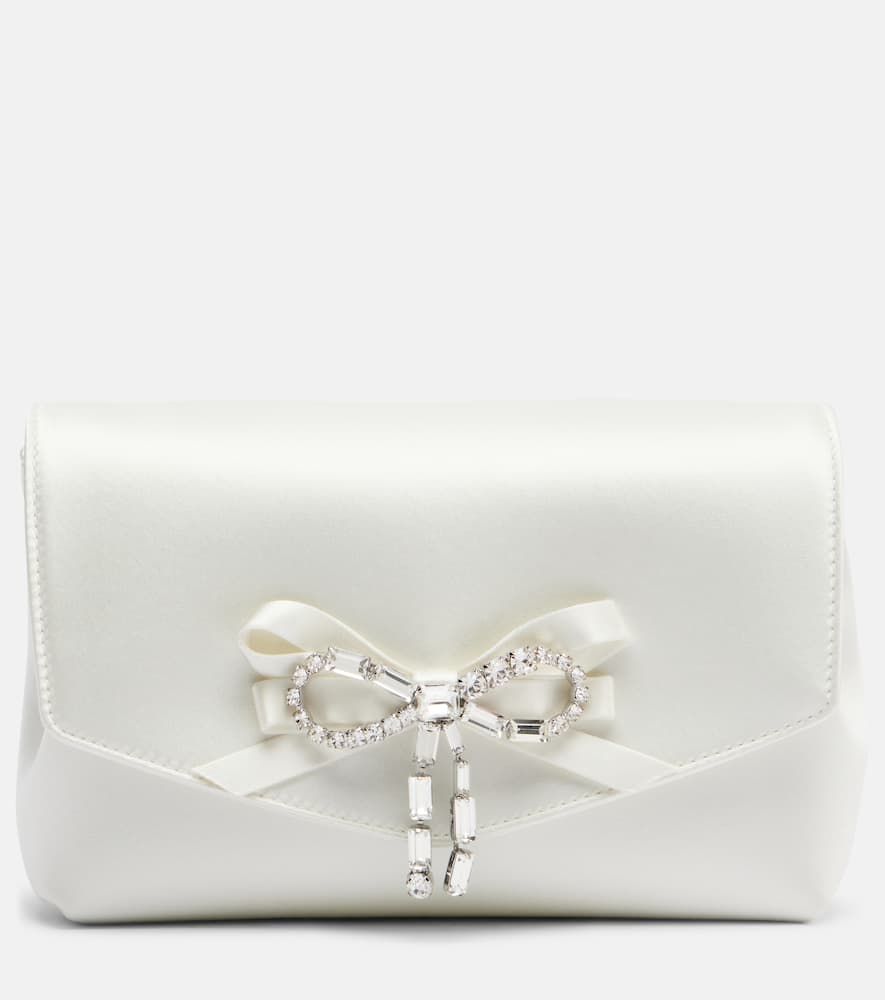 Clutch Soft Bow Mini in raso con cristalli