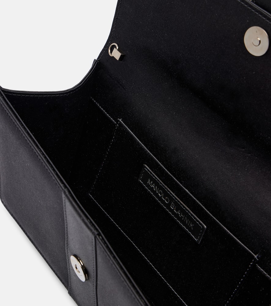 Manolo Blahnik Capri Embellished Satin Clutch In Black