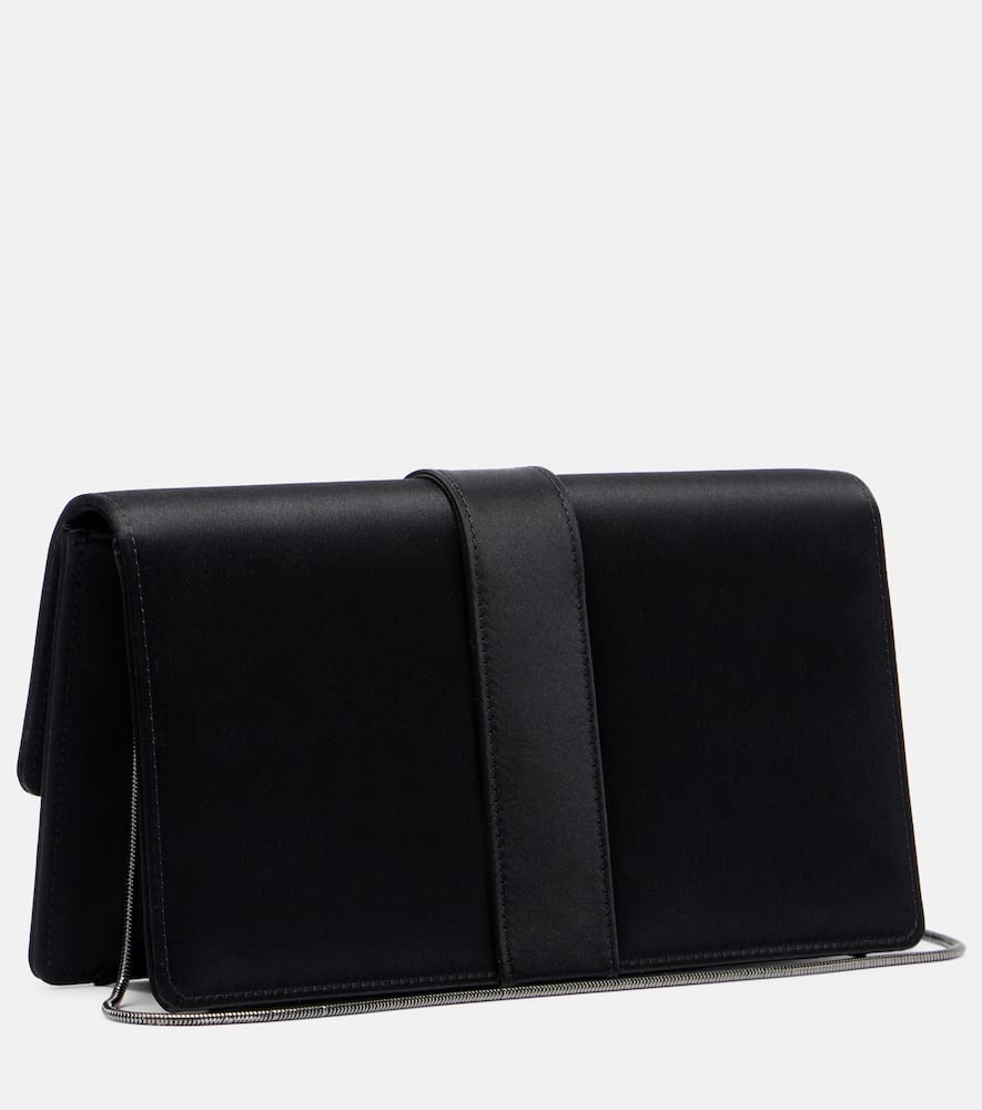 Manolo Blahnik Capri Embellished Satin Clutch In Black