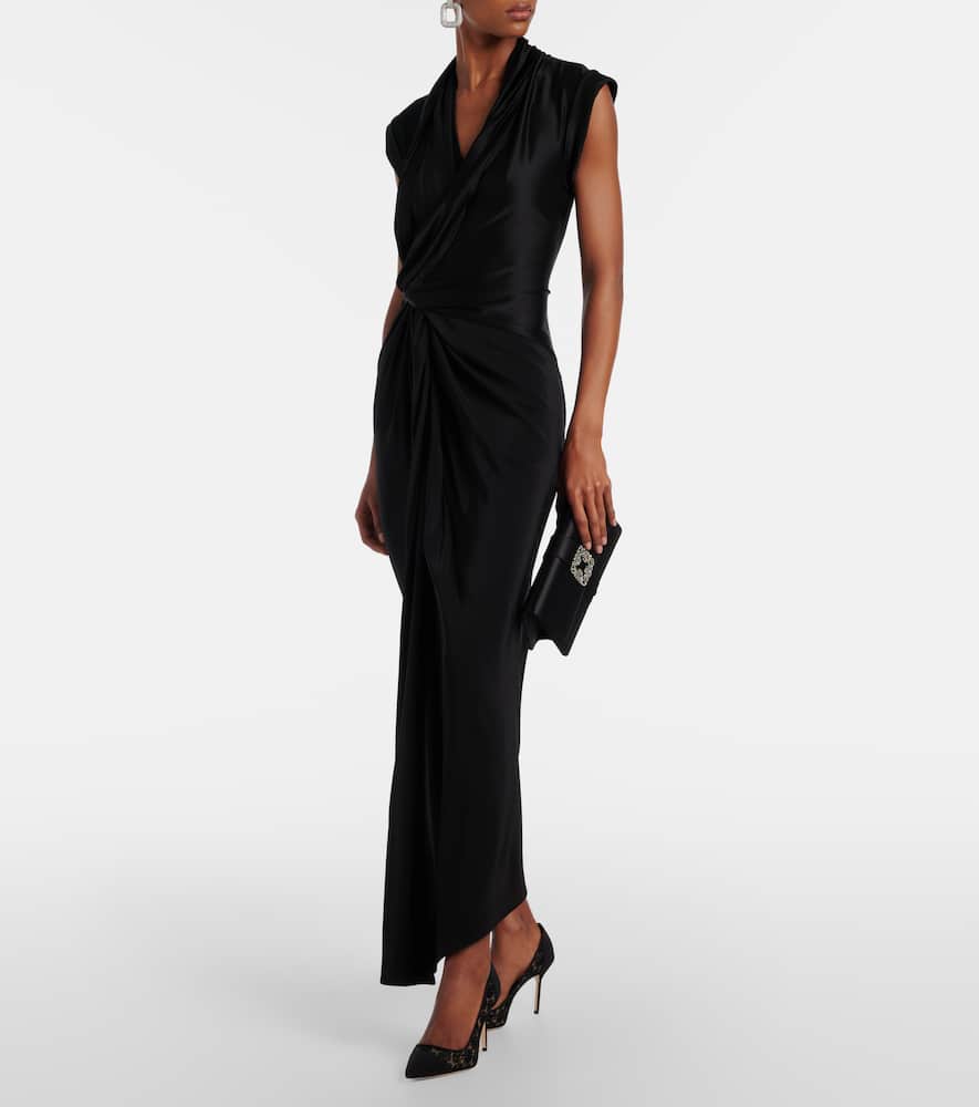 Manolo Blahnik Capri Embellished Satin Clutch In Black