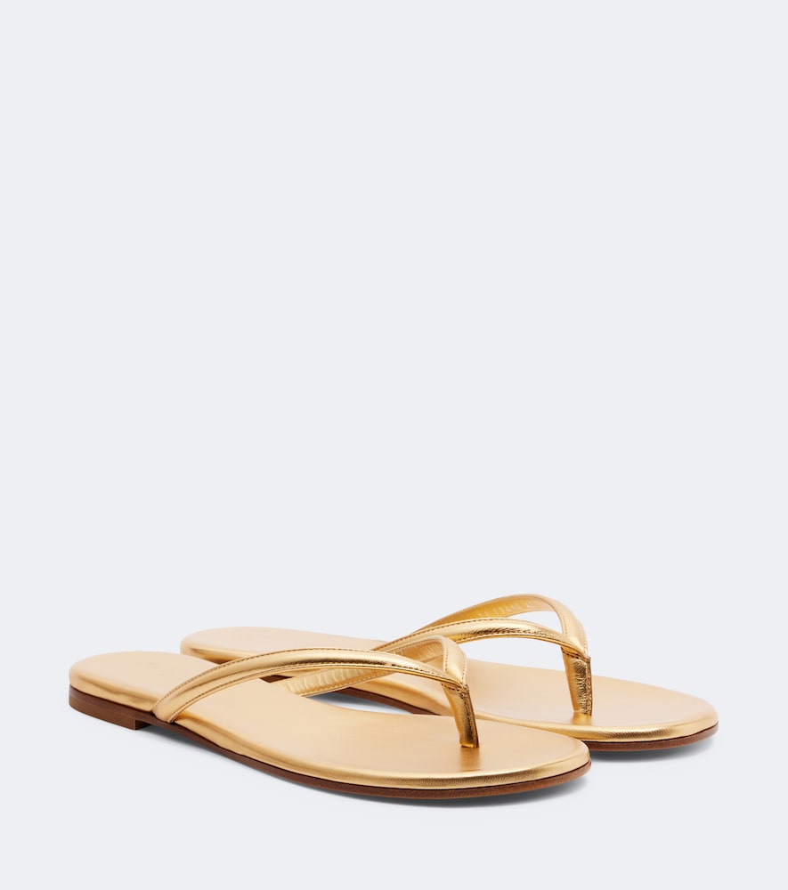 Calypso Metallic Leather Thong Sandals