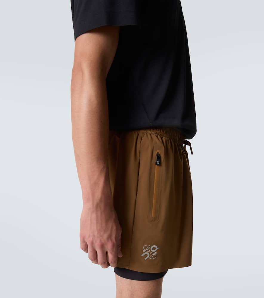 Loewe X On Running Shorts In Brown