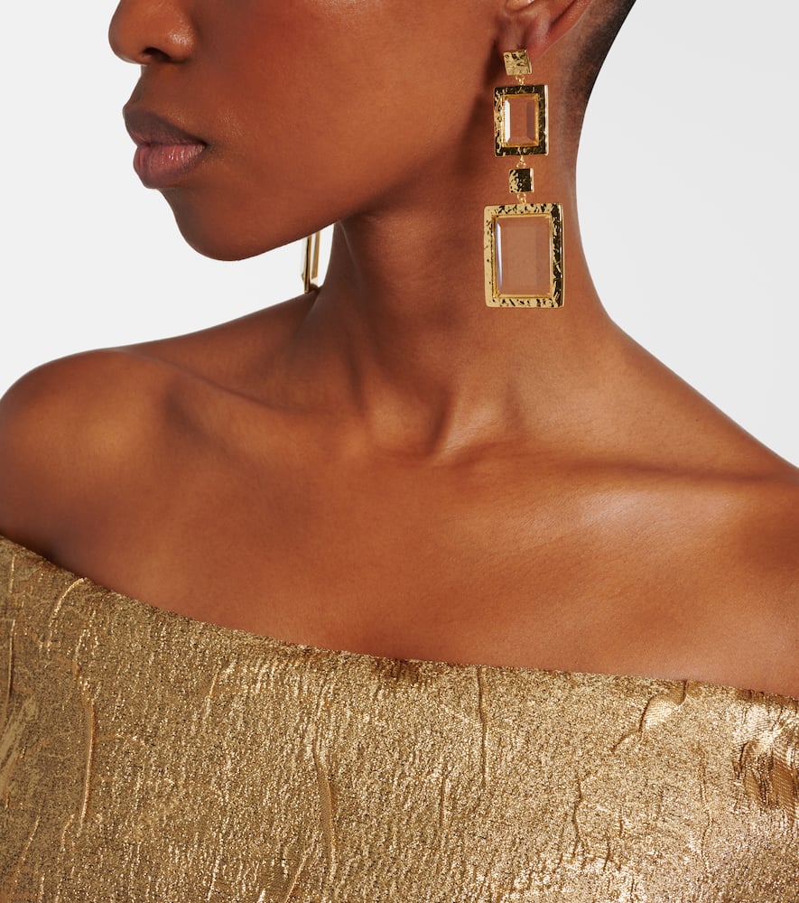Rebecca Vallance Embellished Gold-plated Drop Earrings In Gold