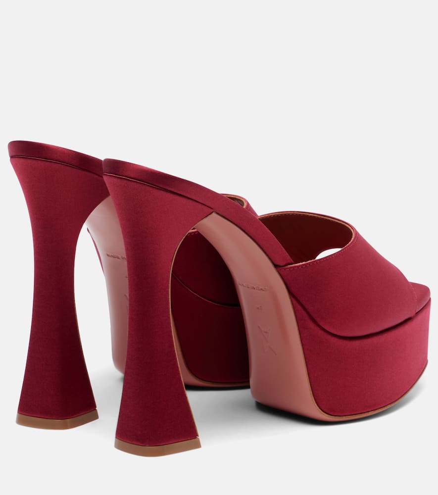Amina Muaddi Dalida 140 Satin Platform Mules In Red