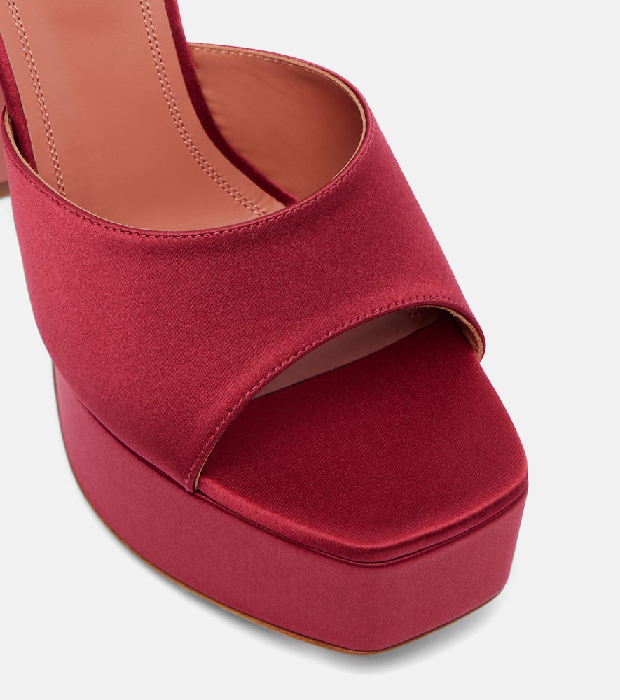 Amina Muaddi Dalida 140 Satin Platform Mules In Red