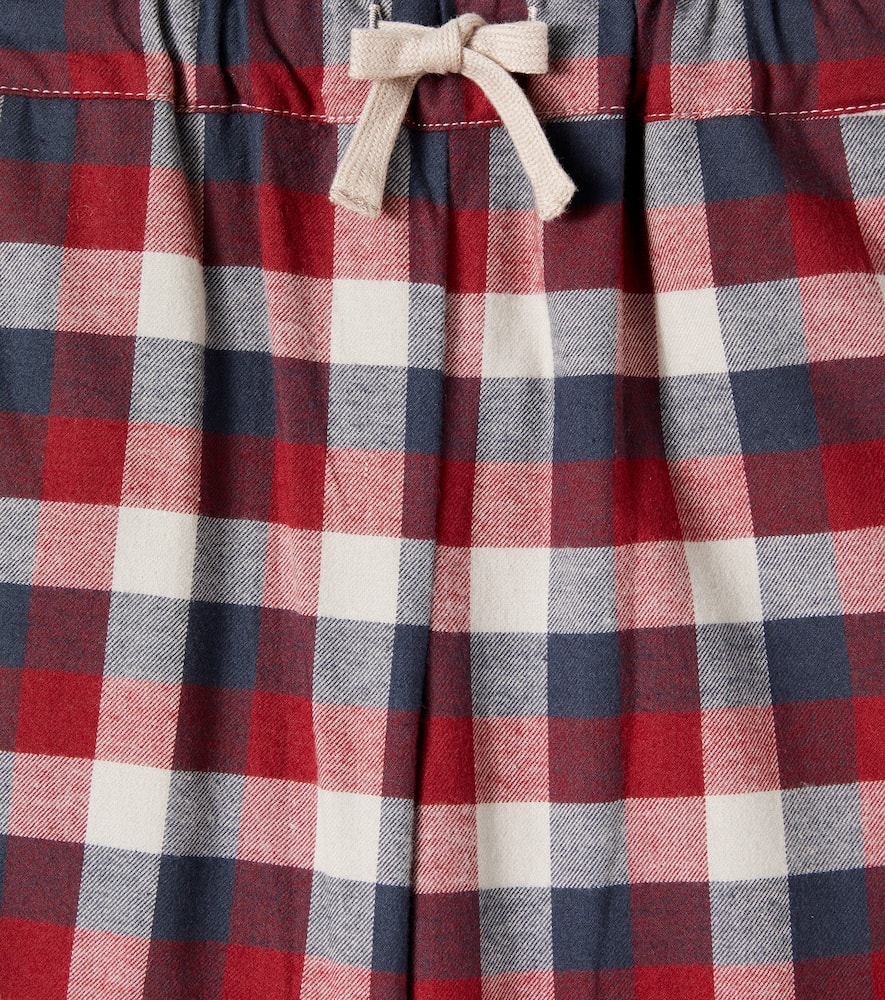 Wheat Sasha Checked Cotton Pants In Blue